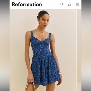Reformation Wynn Dress Blue Rose